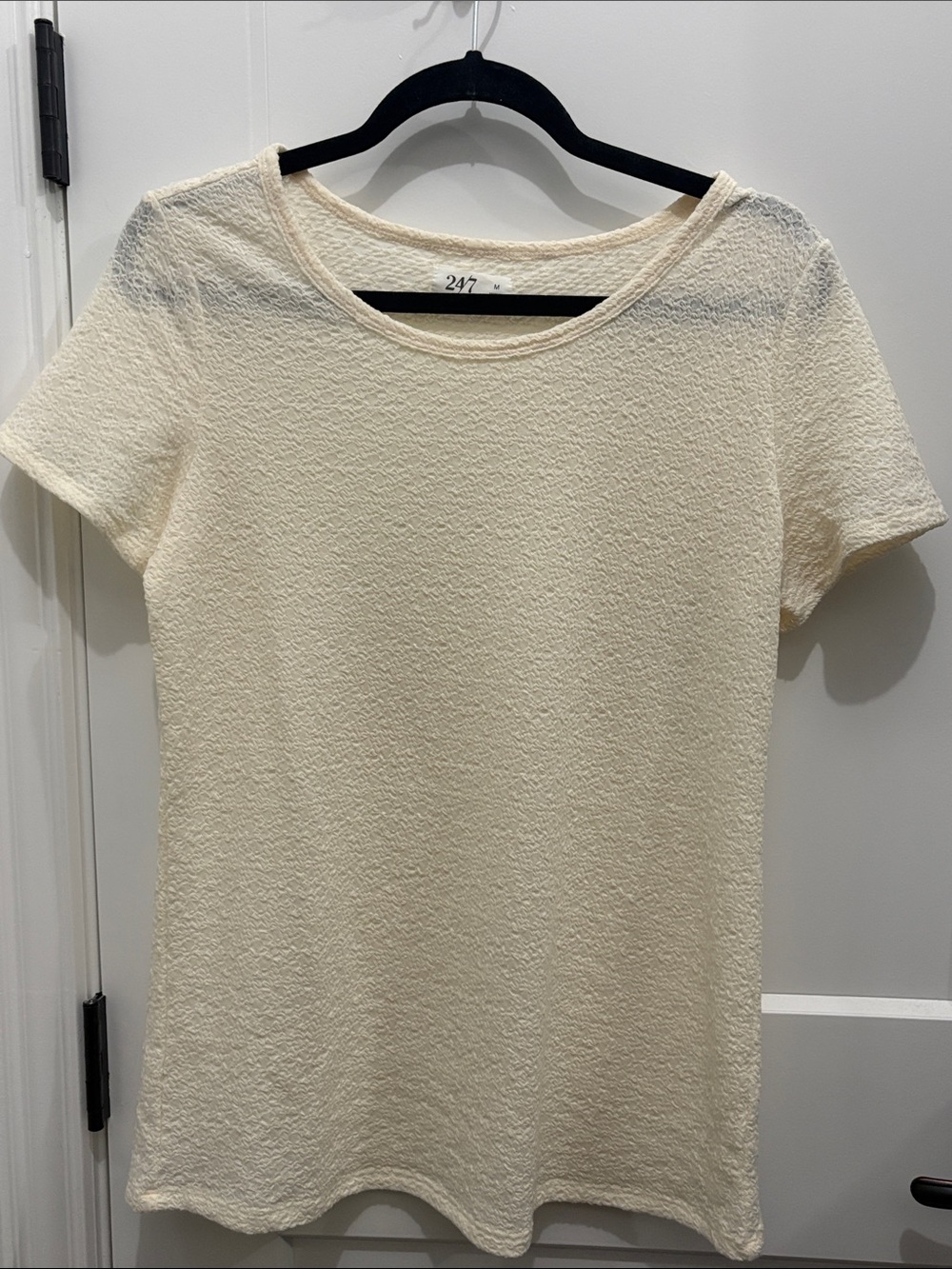 Maurices Cream Textured Short Sleeve Tee